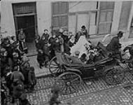 The wedding of Gnr. Wells, 2nd Heavy Bty. arriving home after the ceremoney, Andenne. March 1919 March, 1919.