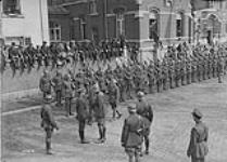 (Belgian) Company of 27th Canadian Infantry Battalion "Guard of Honour". 85th Infantry Battalion band in attendance. - "13th Belgian Regiment returns to Namur." April 1919 1914-1919
