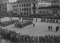 (Belgian) Company of 27th Canadian Infantry Battalion "Guard of Honour" 85th Infantry Battalion band in attendance. - "13th Belgian Regiment returns to Namur." April 1919 April 1919.