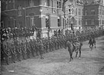 (Belgian) Company of 27th Canadian Infantry Battalion "Guard of Honour" 85th Infantry Battalion band in attendance. - "13th Belgian Regiment returns to Namur." April 1919 1914-1919