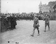 (Belgian) March - past.- "General Jacques, Belgian Army reviewing 1st Canadian Division, Liege." February 1919 1914-1919
