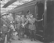 Major-General Sir Sam Hughes arriving with his staff in England 1914-1919
