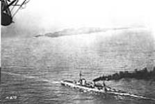 The great German battle cruiser "Seidlitz" passing May Island (Firth of Forth) on her way to surrender Nov., 1918.