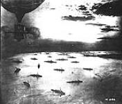 Evening in the Firth of Forth. A moonlight scene showing a small part of the British Fleet at anchor 1914-1919