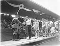 (Wrestling) The only Newfoundland competitor receiving his prize for wrestling. Inter-Allied Games, Pershing Stadium, Paris July 1919 1919.