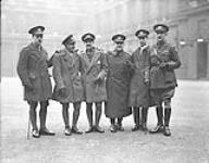 Left to right: Capt. C.G.B. Thompson, Capt. J.S. Woods, Capt. C.L. Wood, Capt. H. Phillips and Lt. R. England, Maj. A.E. Willoughby 1914-1919