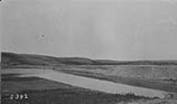 Dam for retaining water for stock ranch in Southern Alberta 1918