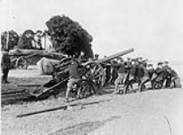 Canadian Artillery hauling a 4.7" gun into position, 1915 1915
