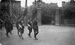 (World War I - 1914 - 1918) 78th Battalion Colour Party entering Canterbury Cathedral, [England]