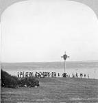 (Quebec Tercententary) First pageant-Jacques Cartier plants a cross upon his landing at Quebec. [P.Q.] 1908 July