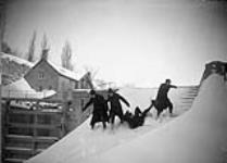 Snow shoe tramp on Rideau Canal Lock Steps ca. 1900