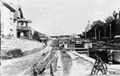 Rideau Canal Locks at Ottawa River before Chateau Laurier was built ca. 1900 - ca. 1909.