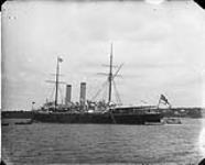 Stern view of H.M.S. "Crescent", flagship of North America and West Indies Squadron [between 1899-1901].