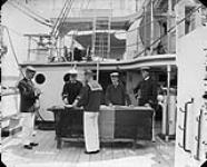 Pay day on H.M.S. "Indefatigable", North America and West Indies Squadron [between 1896-1904].