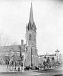 Unidentified church in Peterborough. [St. Paul's Presbyterian Church at the corner of Water Street and Murray Street]. 1889