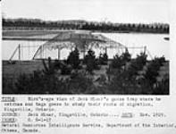 Bird's eye view of Jack Miner's goose trap where he catches and tags geese to study their route of migration, Kingsville, Ont 1929