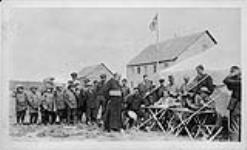 Bishop Breynat giving evidence before Gov't agents at [Fort] Providence, [N.W.T., 1927] 1927