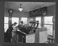 Interior of Canadian Pacific Railways switch control station at Glen Yard 1923