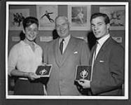 [Left to right: Maria Jelinek, Harry Price, Otto Jelinek at the Canadian Sports Hall of Fame, November 10, 1962] 10 Nov. 1962