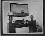 One of the tables and oil painting that decorated part of the conference room at the Governor General's residence at the Citadel, Quebec, P.Q. (Sun Room) 22 Aug., 1943
