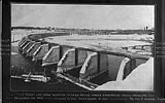 Stop log dam across the Ottawa River, above Chaudière Falls 29 Dec., 1908