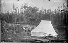 [The Parkdale Camping Club], dinner in Camp, Bala [Bay], Moon River, [Ont.], 1888 1888