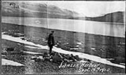 Johnston Harbour, [N.W.T.] with Capt. Joseph-Elzéar Bernier (?) on shore, Sept. 16, 1910 16 Sept. 1910