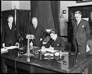 Signing of Money Order Agreement between Canada and France, in the Postmaster General's Office at Ottawa, Ont 17th of Apr., 1935