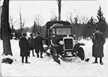 Tests of Morris 6 wheel truck with skis and tractor treads 3 Feb. 1930