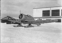 North American 'Harvard' II aircraft 3034 of the R.C.A.F. equipped with skis 21 Feb. 1941