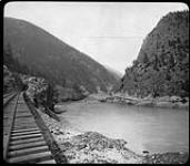 Lower Kicking Horse Canyon (showing five railway tunnels) B.C 1880-1900