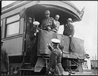 Canada's Greatest Military Review. Major-General Sir Sam Hughes leaving Camp Borden, Ont. after reviewing 30,000 Canadian troops n.d.