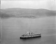 Canada Steamship Lines - SS QUEBEC from west shore of Saguenay at Tadoussac 1920 - 1930