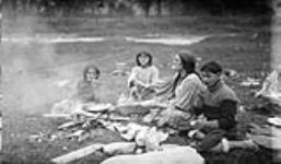 Gypsy woman and her children at a camp on the Humber River, Lambton Mills, Ontario. October 12, 1918 Oct. 12, 1918