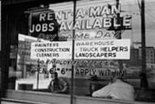Window sign "Rent-a-man" Employment Agency ca. 1950-1960