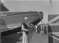 Mrs. Ella Ferguson at christening of the Colonial Airways' Sikorski Amphibian "Neekan", Toronto, Ont July 10, 1929