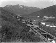 Laying sills on flume 1907