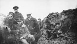 C.E.F. [Canadian Expeditionary Force] Grenadier Guards in trenches together at Armentières February 1915.