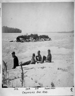 [Group at Cascades Rapids, Que., (L. to r.): F.P. Sherwood, C.H. Routh, H. Routh, Frank Nash.] August, 1893.
