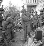 Stretcher bearers evacuating casualties from "A" Company Headquarters, Princess Patricia's Canadian Light Infantry (P.P.C.L.I.) north of Ortona, Italy, 20 January 1944 January 20, 1944.