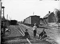 Bob Purdy and other boys on the Canada Atlantic Railway line 1893.