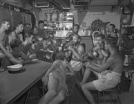 Messdeck jam session on H.M.C.S. UGANDA of British Pacific Fleet 6 Aug. 1945