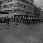 Canadian sailors of HMCS UGANDA march in smart formation as they assist a Victory Loan drive August, 1945.