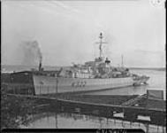H.M.C.S. OUTREMONT at jetty number 9. Sydney, Nova Scotia, 31 august 1945 31 Aug. 1945