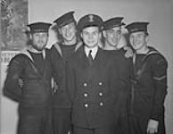 Ratings and officer of the Royal Canadian Navy from the Windsor, Ont., area, returned from the invasion of Sicily Oct. 1943