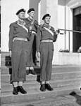 Canadian cadets who were chosen as "stick men" during the graduation parade at the Royal Military College, Sandhurst, England, 10 February 1945 February 10, 1945.