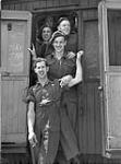 Personnel of No.2 Canadian Base Reinforcement Group (Canadian Army Miscellaneous Units), who are all from Toronto, Ontario, en route back to Canada. Nijmegen, Netherlands, 31 May 1945 May 31, 1945.