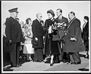 H.R.H. Princess Elizabeth and the Duke of Edinburgh with (left) Mr. W. Howard Measures and (right) Mayor A. Horowitz 12 Oct 1951