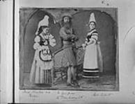 Three characters: Miss Kimber as Marie, Mr. Grip as the blacksmith, and Mrs. Corbett in "The Maire of St. Brieux" probably. (Photo composite) 1878