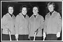Members of the Ontario rink, Canadian Ladies Curling Championships of 1972. (L-R): Helen Sillman, Norma Knudsen, Marilyn Walker, Elaine Tetley 1972